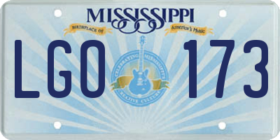 MS license plate LGO173