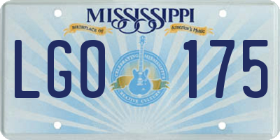 MS license plate LGO175