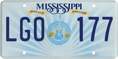 MS license plate LGO177