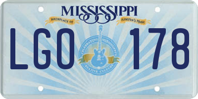 MS license plate LGO178