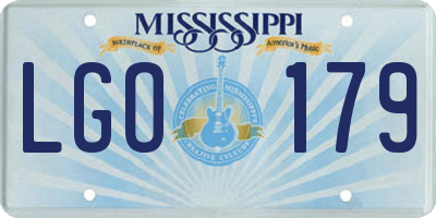 MS license plate LGO179