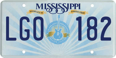 MS license plate LGO182