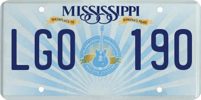 MS license plate LGO190