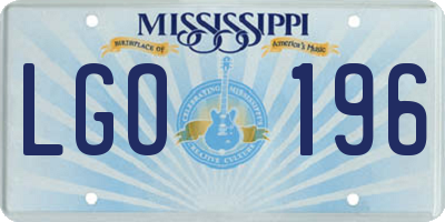 MS license plate LGO196