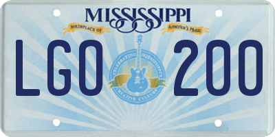 MS license plate LGO200