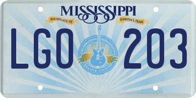 MS license plate LGO203