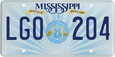 MS license plate LGO204