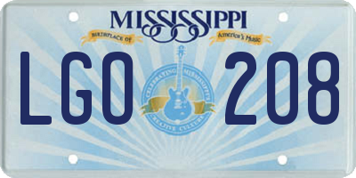 MS license plate LGO208