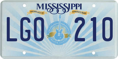 MS license plate LGO210