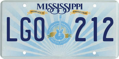MS license plate LGO212
