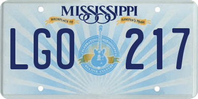 MS license plate LGO217
