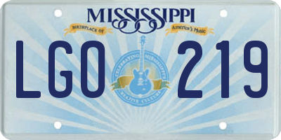 MS license plate LGO219