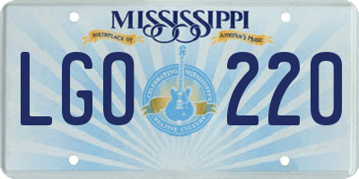 MS license plate LGO220