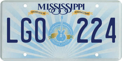 MS license plate LGO224