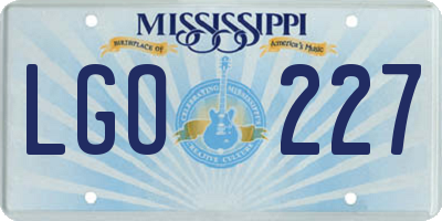 MS license plate LGO227