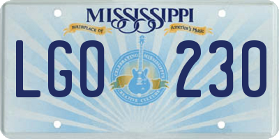 MS license plate LGO230