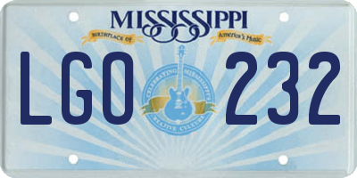 MS license plate LGO232