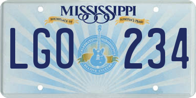 MS license plate LGO234