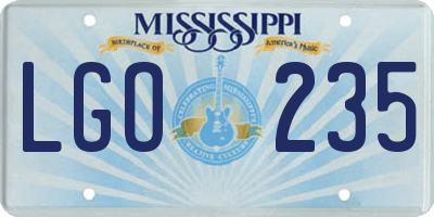 MS license plate LGO235