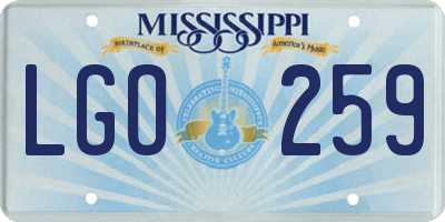 MS license plate LGO259
