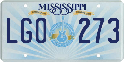 MS license plate LGO273