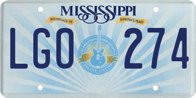 MS license plate LGO274