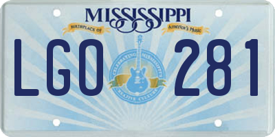 MS license plate LGO281