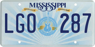 MS license plate LGO287