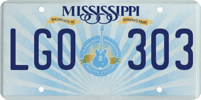 MS license plate LGO303