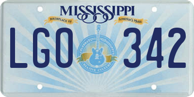 MS license plate LGO342