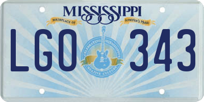 MS license plate LGO343
