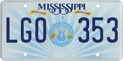 MS license plate LGO353