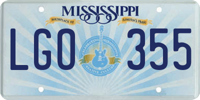 MS license plate LGO355