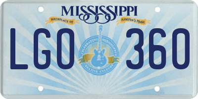 MS license plate LGO360
