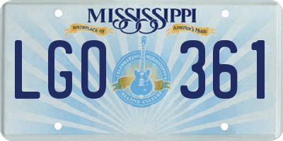 MS license plate LGO361