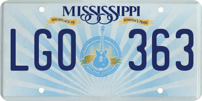 MS license plate LGO363