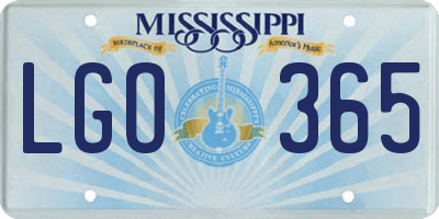 MS license plate LGO365