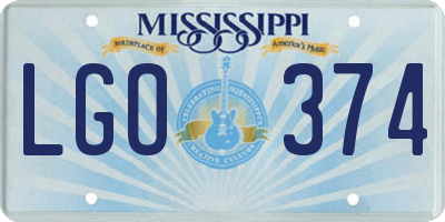 MS license plate LGO374