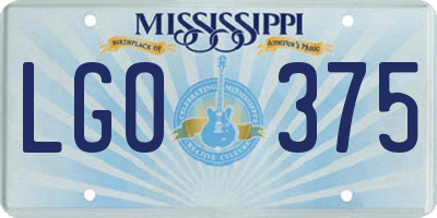MS license plate LGO375
