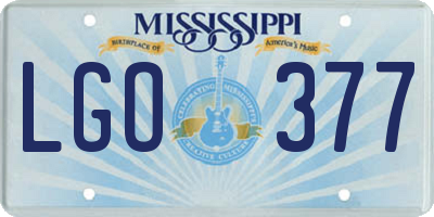 MS license plate LGO377