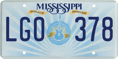 MS license plate LGO378