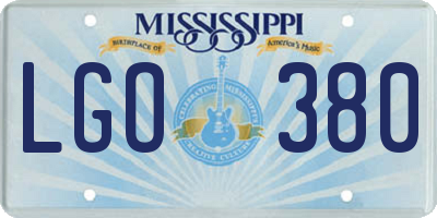 MS license plate LGO380