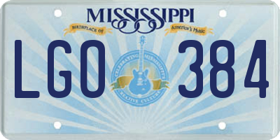 MS license plate LGO384
