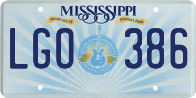 MS license plate LGO386