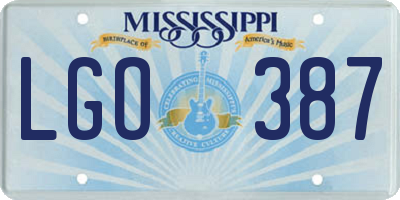 MS license plate LGO387