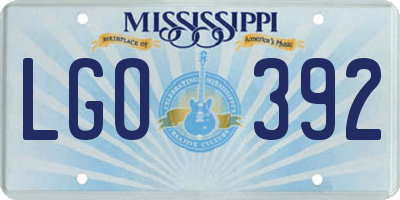 MS license plate LGO392