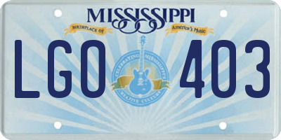 MS license plate LGO403