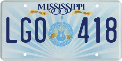 MS license plate LGO418