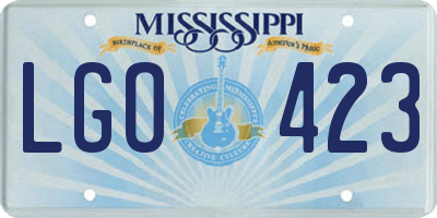 MS license plate LGO423