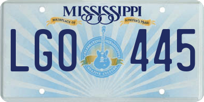 MS license plate LGO445